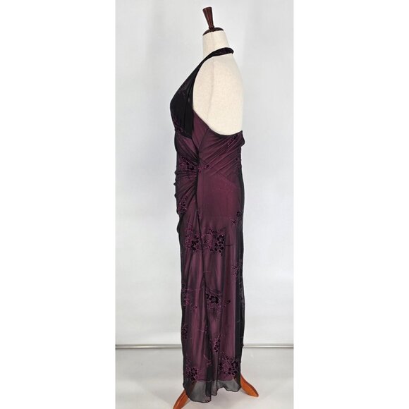 VTG Y2K Taboo Metallic Black Floral Mesh Whimsigoth Maxi Dress Gothic Womens 2X - Picture 6 of 13